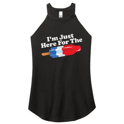 Im Just Here For The Popsicle Funny Bomb Retro 80s Pop Gift Women's Perfect Tri Rocker Tank