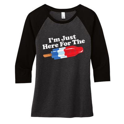 Im Just Here For The Popsicle Funny Bomb Retro 80s Pop Gift Women's Tri-Blend 3/4-Sleeve Raglan Shirt