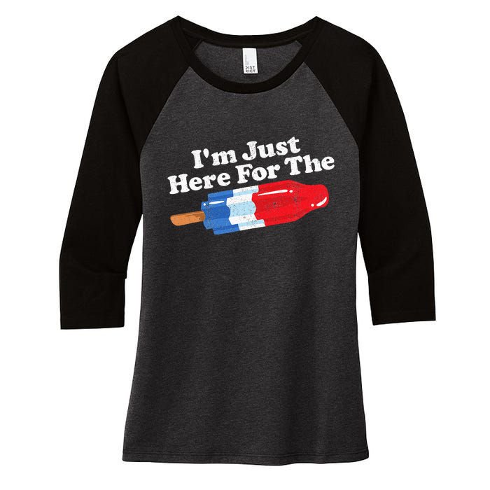 Im Just Here For The Popsicle Funny Bomb Retro 80s Pop Gift Women's Tri-Blend 3/4-Sleeve Raglan Shirt