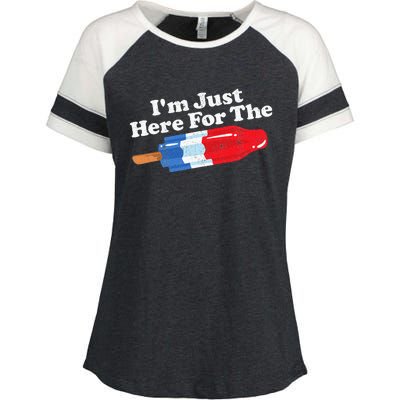 Im Just Here For The Popsicle Funny Bomb Retro 80s Pop Gift Enza Ladies Jersey Colorblock Tee