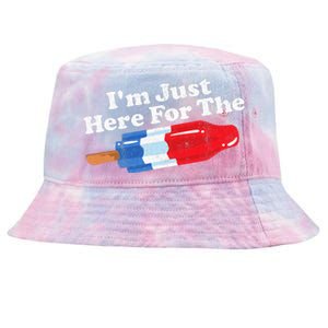 Im Just Here For The Popsicle Funny Bomb Retro 80s Pop Gift Tie-Dyed Bucket Hat