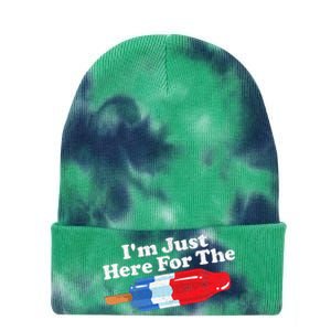 Im Just Here For The Popsicle Funny Bomb Retro 80s Pop Gift Tie Dye 12in Knit Beanie