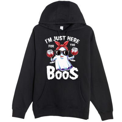 Im Just Here For The Boos Halloween Wo Ghost Cute Funny Premium Pullover Hoodie