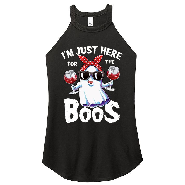 Im Just Here For The Boos Halloween Wo Ghost Cute Funny Women's Perfect Tri Rocker Tank