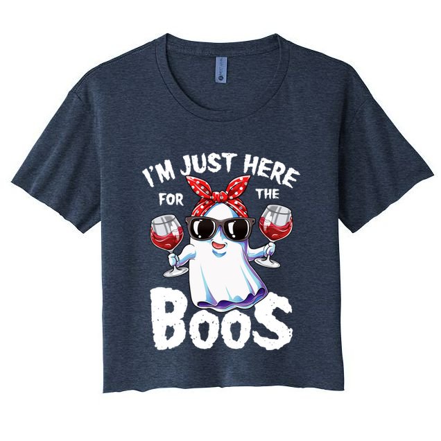 Im Just Here For The Boos Halloween Wo Ghost Cute Funny Crop Top