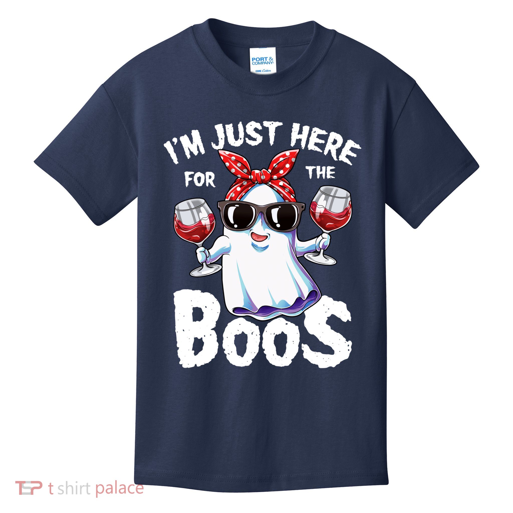 Im Just Here For The Boos Halloween Wo Ghost Cute Funny Kids T-Shirt