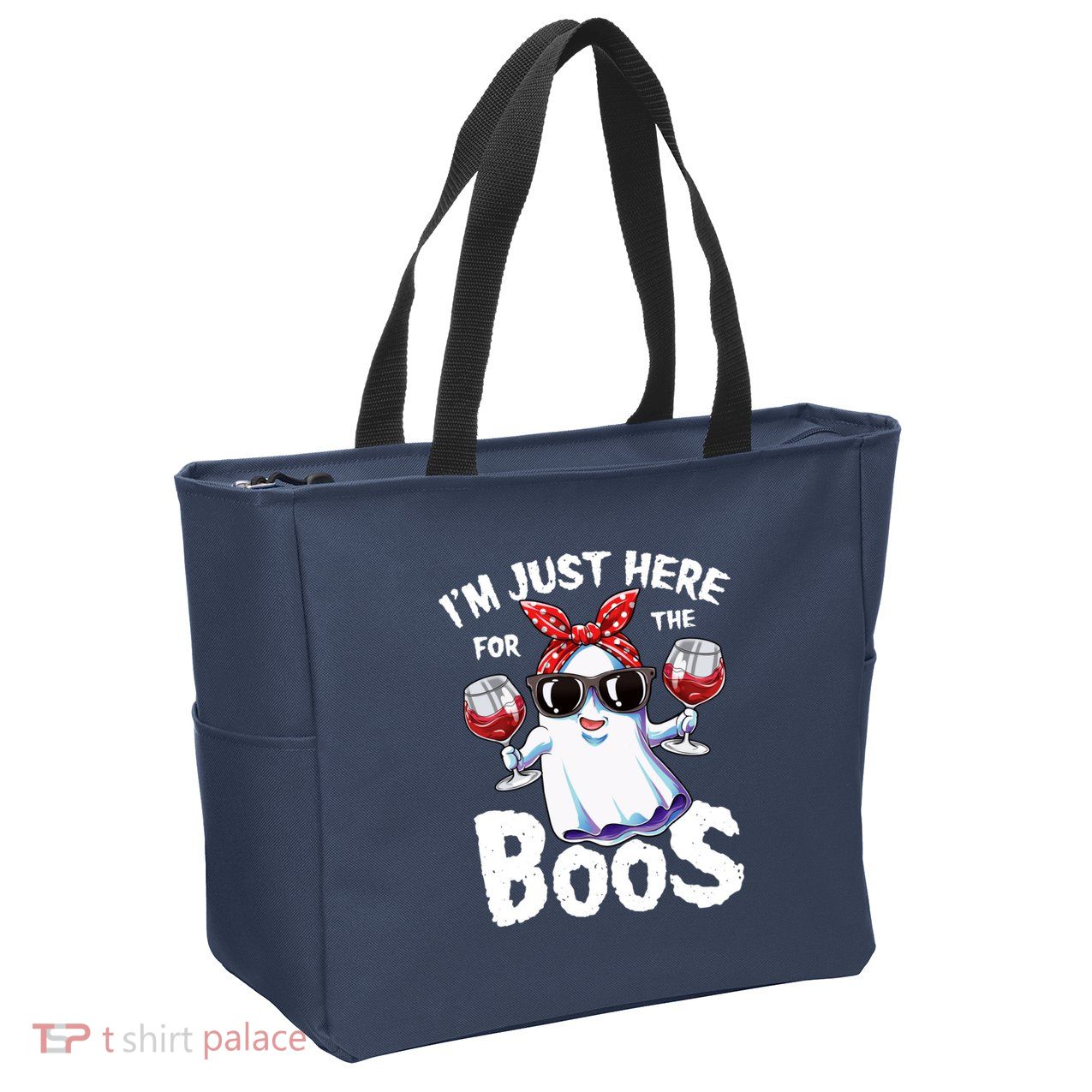 Im Just Here For The Boos Halloween Wo Ghost Cute Funny Zip Tote Bag