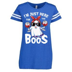 Im Just Here For The Boos Halloween Wo Ghost Cute Funny Enza Ladies Jersey Football T-Shirt