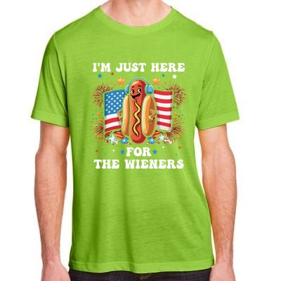 IM Just Here For The Wieners Funny 4th Of July Hot Dog Gift Adult ChromaSoft Performance T-Shirt