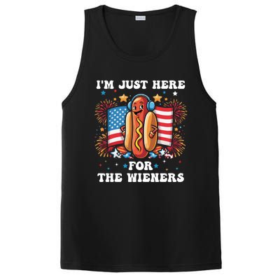 IM Just Here For The Wieners Funny 4th Of July Hot Dog Gift PosiCharge Competitor Tank