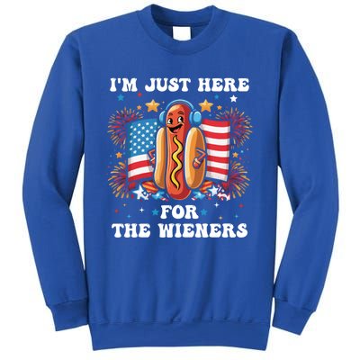 IM Just Here For The Wieners Funny 4th Of July Hot Dog Gift Sweatshirt