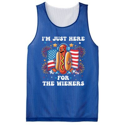 IM Just Here For The Wieners Funny 4th Of July Hot Dog Gift Mesh Reversible Basketball Jersey Tank