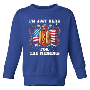 IM Just Here For The Wieners Funny 4th Of July Hot Dog Gift Toddler Sweatshirt