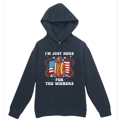 IM Just Here For The Wieners Funny 4th Of July Hot Dog Gift Urban Pullover Hoodie