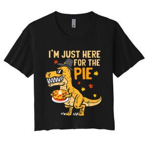 Im Just Here For The Pie Funny Thanksgiving Pumpkin Pie Women's Crop Top Tee