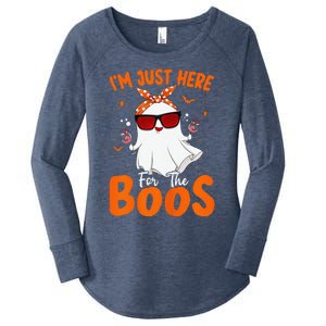 Im Just Here For The Boos Funny Halloween Funny Ghost Wine Women's Perfect Tri Tunic Long Sleeve Shirt