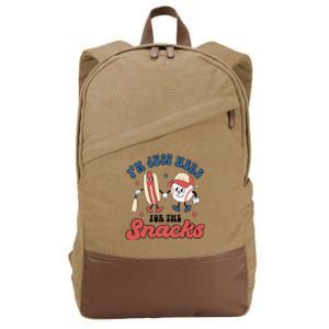 IM Just Here For The Snacks Baseball 4th Of July Hot Dog Cotton Canvas Backpack