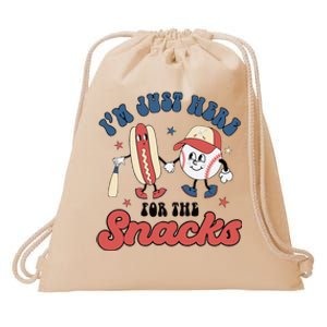 IM Just Here For The Snacks Baseball 4th Of July Hot Dog Drawstring Bag