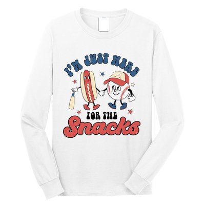 IM Just Here For The Snacks Baseball 4th Of July Hot Dog Long Sleeve Shirt