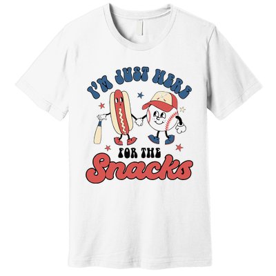 IM Just Here For The Snacks Baseball 4th Of July Hot Dog Premium T-Shirt