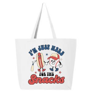 IM Just Here For The Snacks Baseball 4th Of July Hot Dog 25L Jumbo Tote