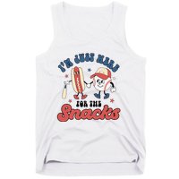 IM Just Here For The Snacks Baseball 4th Of July Hot Dog Tank Top