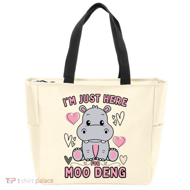 IM Just Here For Moo Deng Zip Tote Bag