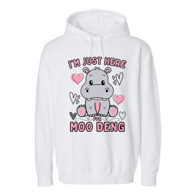 IM Just Here For Moo Deng Garment-Dyed Fleece Hoodie