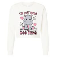 IM Just Here For Moo Deng Cropped Pullover Crew