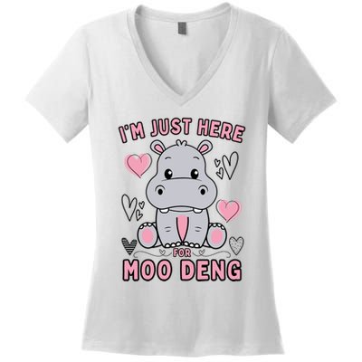 IM Just Here For Moo Deng Women's V-Neck T-Shirt