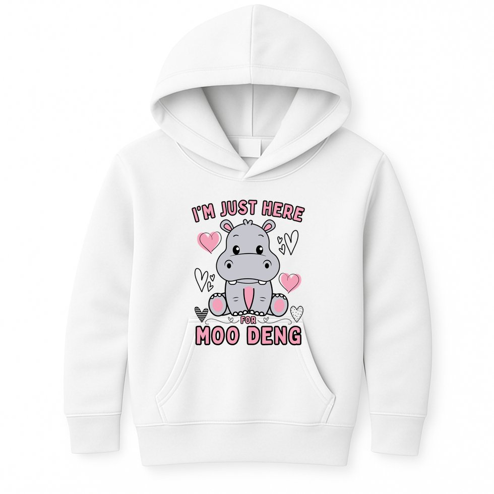 IM Just Here For Moo Deng Kids Hoodie