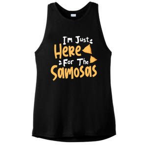 I'm Just Here For The Samosas Desi Bollywood Funny Memes Ladies PosiCharge Tri-Blend Wicking Tank