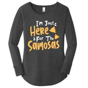 I'm Just Here For The Samosas Desi Bollywood Funny Memes Women's Perfect Tri Tunic Long Sleeve Shirt