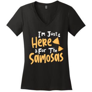 I'm Just Here For The Samosas Desi Bollywood Funny Memes Women's V-Neck T-Shirt