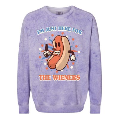 IM Just Here For The Wieners Hot Dog Patriotic 4th Of July Gift Colorblast Crewneck Sweatshirt