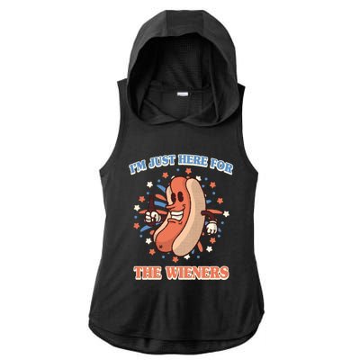 IM Just Here For The Wieners Hot Dog Patriotic 4th Of July Gift Ladies PosiCharge Tri-Blend Wicking Draft Hoodie Tank