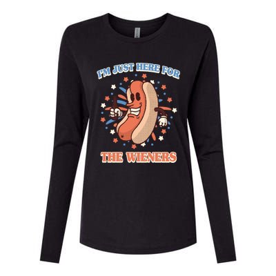 IM Just Here For The Wieners Hot Dog Patriotic 4th Of July Gift Womens Cotton Relaxed Long Sleeve T-Shirt