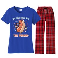 IM Just Here For The Wieners Hot Dog Patriotic 4th Of July Gift Women's Flannel Pajama Set