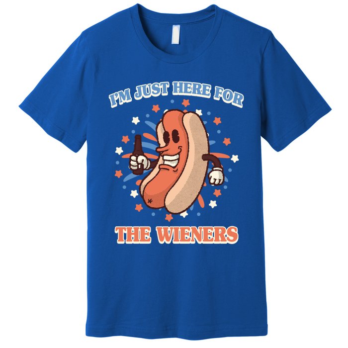 IM Just Here For The Wieners Hot Dog Patriotic 4th Of July Gift Premium T-Shirt