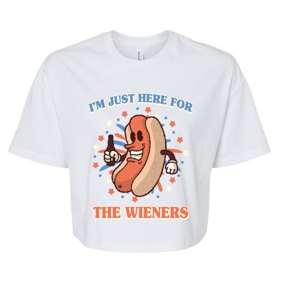 IM Just Here For The Wieners Hot Dog Patriotic 4th Of July Gift Bella+Canvas Jersey Crop Tee