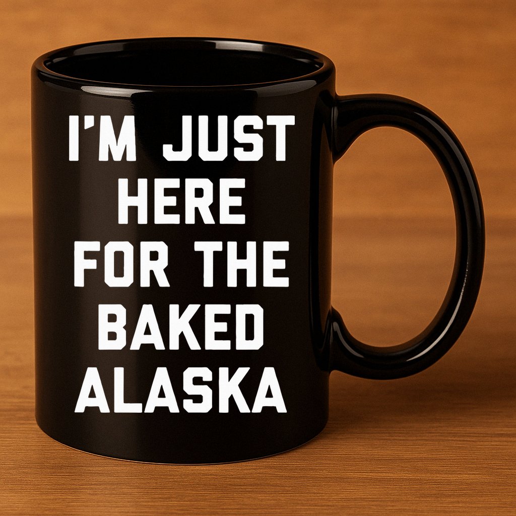 IM Just Here For The Baked Alaska Ice Cream Cake Dessert 11oz C Handle Ceramic Mug