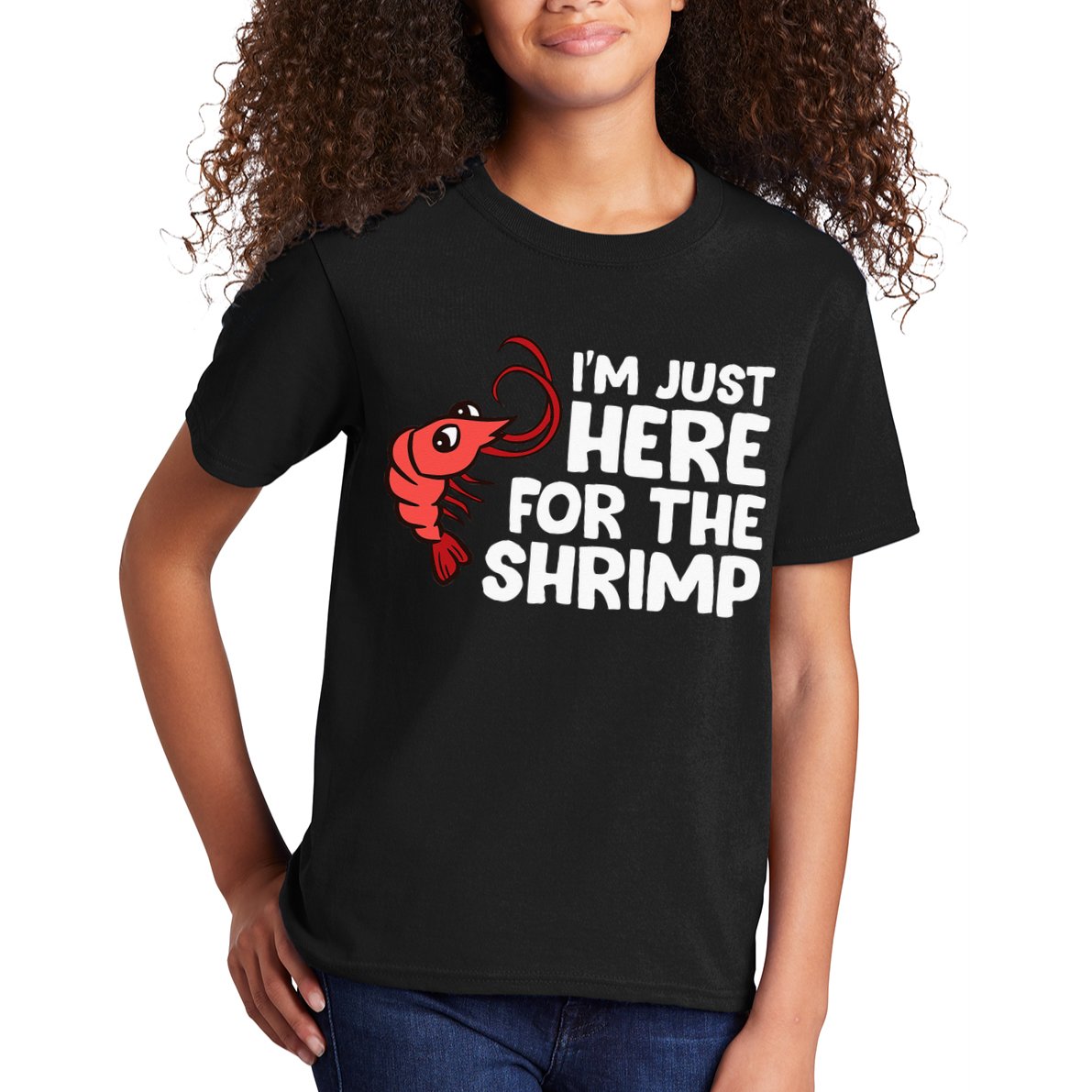 Im Just Here For The Shrimp Seafood Shrimp Kids T-Shirt
