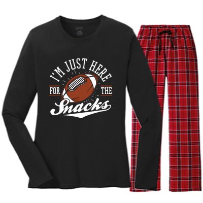 IM Just Here For The Snacks Funny Fantasy Football League Women's Long Sleeve Flannel Pajama Set 