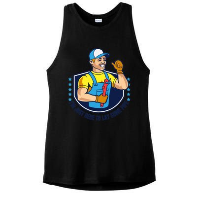 I'M JUST HERE TO LAY SOME PIPE Funny Plumber Pipefitter Joke Ladies PosiCharge Tri-Blend Wicking Tank