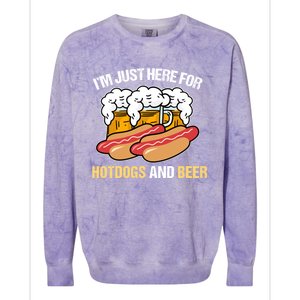 Im Just Here For Hot Dogs And Beer Gift Colorblast Crewneck Sweatshirt