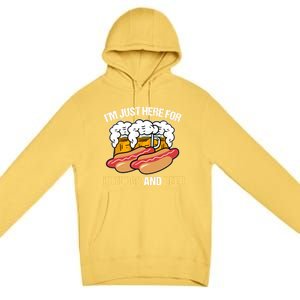 Im Just Here For Hot Dogs And Beer Gift Premium Pullover Hoodie