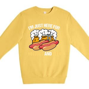 Im Just Here For Hot Dogs And Beer Gift Premium Crewneck Sweatshirt