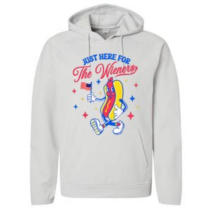 IM Just Here For The Wieners 4th Of July Hot Dog Performance Fleece Hoodie