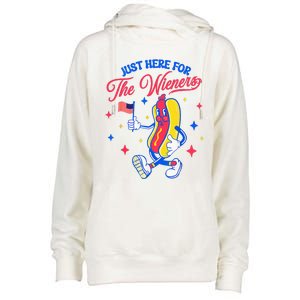 IM Just Here For The Wieners 4th Of July Hot Dog Womens Funnel Neck Pullover Hood