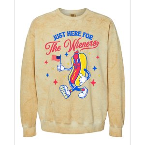 IM Just Here For The Wieners 4th Of July Hot Dog Colorblast Crewneck Sweatshirt